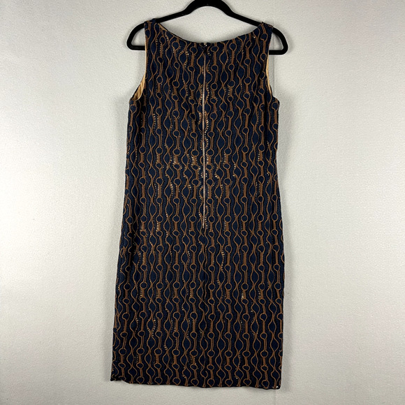 Piazza Sempione Wool Sheath Dress Womens 44 8 Blue Crochet Made in Italy Classic - Picture 9 of 15